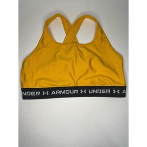 Under Armour Yellow Compression Sports Bra Crossback Tank Top Women's XL